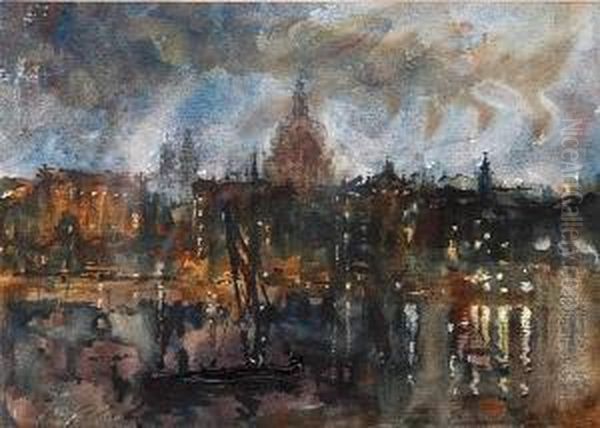 Night At St Pauls From Bankside - view 1