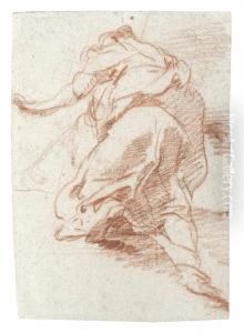 Recto: Study Of A Kneeling Figure, Seen From Behind by Sebastiano Ricci