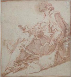 Seated Woman Holding A Child And Begging