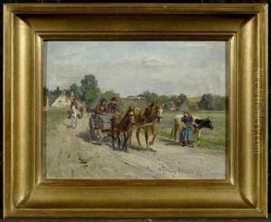 Coach Leaving A Village by Max Joseph Pitzner