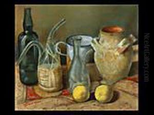 Stilleben Mit Gefassen Und Zitronen by Feruccio Pizzanelli