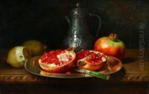 Nature Morte Aux Grenades Et Citrons Sur Un Entablement