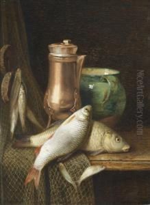 Stillleben Mit Fischen, Netz Und Gefassen