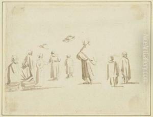 Studies Of Peasants In Hats by Francis Place