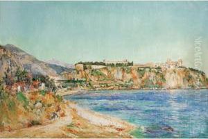 Vue De Monaco [ ; A View Of Monaco ; Signed And Dated Lower Left P. Place-canton 95 ; Oil On Canvas] by Paul Place-Canton