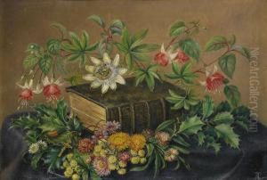 Stilleben Med Passionsblomma Och Fuchsia by Anna Augusta Plagemann