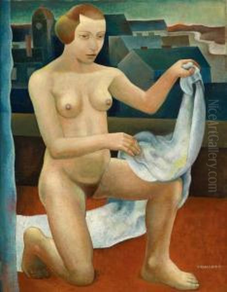 "kneeling Nude Withwhite Cloth" - view 1