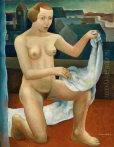 "kneeling Nude Withwhite Cloth" by Viktor Planckh