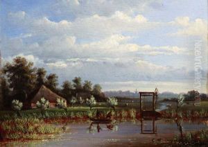 Jonge Vissers Aan De Slootkant by Pieter Plas
