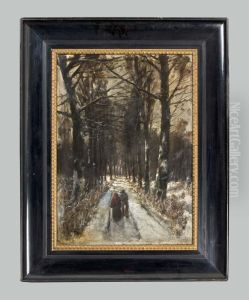 Paar In Verschneiter Allee Paar In Verschneiter Allee