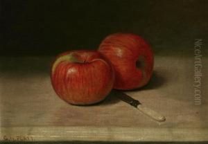 Still Life, Two Apples And A Knife by George Platt