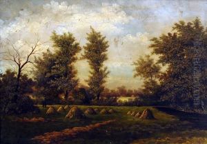 Paesaggio Di Campagna Con Covoni Di Fieno