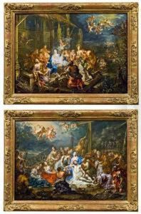 Pendants - "anbetung Der Hirten" Und "kreuzabnahme (beweinung) " by Johann Georg Platzer