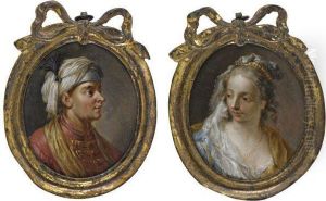Portrait Of A Gentleman In Turkish Dress, Looking To Theright by Johann Georg Platzer