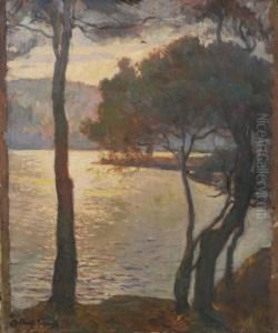Vue De Bord De Mer Au Soleil Couchant by Marcial Plaza-Ferrand