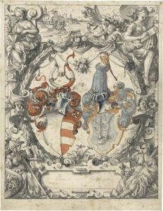 The Gebhart And Rechburger Arms With Four Allegorical Figures Andhoratius Cocles Above by Hans Jakob Plepp