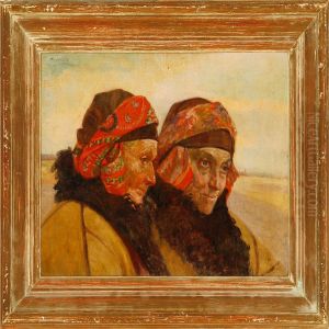 Two Slavonic Women Near A Village Road by Vincent Plesnivy