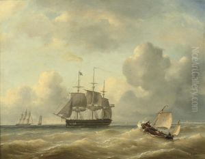 A Three-master At Sea by Ary Pleysier