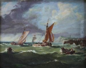 Pleyser Vessels In Coastal Waters Signed by Ary Pleysier