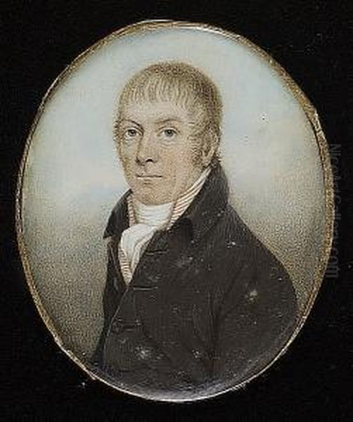 A Gentleman, Wearing Brown Coat, Red And White Striped Waistcoat And White Cravat - view 1