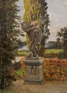 Ansicht Vom Park In Herrenhausen Mit Der "gottin Des Lichts" by August Heinrich Plinke