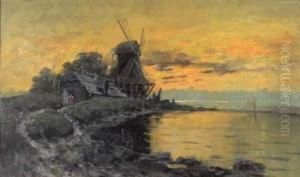 Moulin Pres De Dordrecht by Hermann Christian Plock