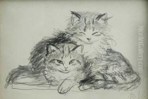 Zwei Zufriedene Katzchen by Meta Pluckebaum