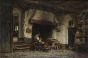 Farmer""s Interior With Potatoe Pealer by Andre Plumot
