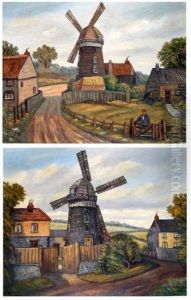 "paston Mill From Stowe Hill 
Mundesley" And "paston Mill Near Mundesley" by William E. Plumstead