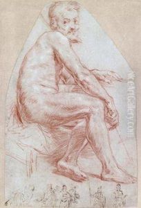 Studie Eines Sitzendes Mannes by Bernardino Barbatelli Poccetti