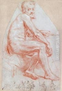 A Study Of A Seated Man by Bernardino Barbatelli Poccetti