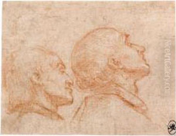 Study Of The Heads Of Two Men, In Profile To The Right - view 1