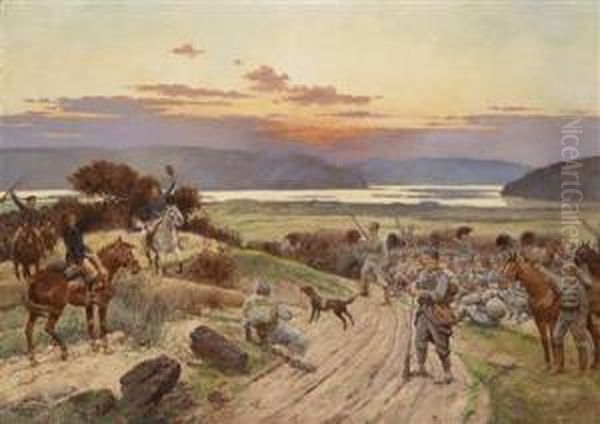 Militarische Szene - Begrusung Am Feld - view 1
