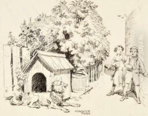 Zwei Kinder Haben Angst Vor Dem Wachhund by Alexander Pock