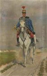 A Hussar On A White Horse by Alexander Pock