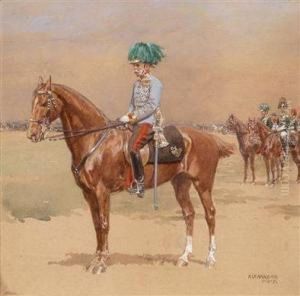 Kaiserfranz Joseph Zu Pferd In Generalsuniform by Alexander Pock