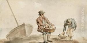 Fishermen Unloading The Catch On The Beach