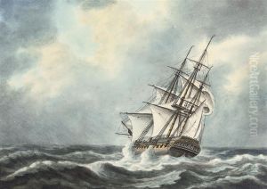Four Studies Of Royal Naval Frigates At Sea (one Illustrated) Four Studies Of Royal Naval Frigates At Sea (one Illustrated)