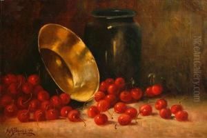 Still Life With A Bowl And Cherries by Alexis Matthew Podchernikoff