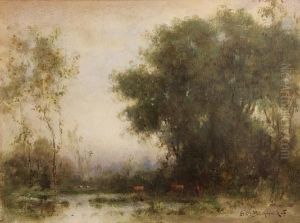 Cattle Watering Under Trees by Alexis Matthew Podchernikoff