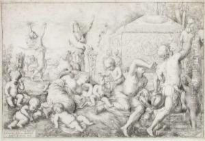 Bacchanal Mit Altar, Faun Und Silenus by Giovanni Andrea Podesta