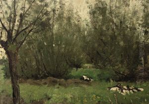 Ducks Resting By The Willows by Geo Poggenbeek