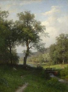 Rastender Bauer Mit Ziegen Am Ufer Eines Baches