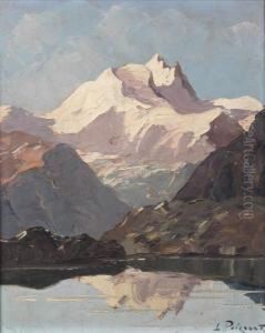 Vue Des Alpes, Glacier Devant Un Lac by Lucien Poignant