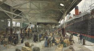 L'embarquement De La Normandie Au Havre by Theophile Ii Poilpot
