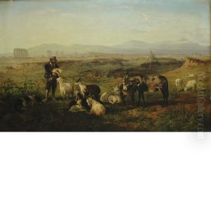 A Shepherd And His Flock At Rest by Charles Henry Poingdestre