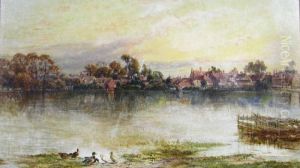 River Scene With Buildings