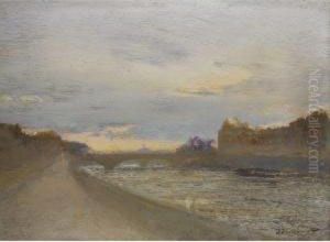 Evening View Of The Seine By The Louvre