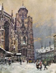 Der Wiener Stephansdom Zu Weihnachten by Franz Poledne