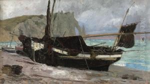 A Fishing Boat In Etretat, Normandy With Faint by Vasily Polenov